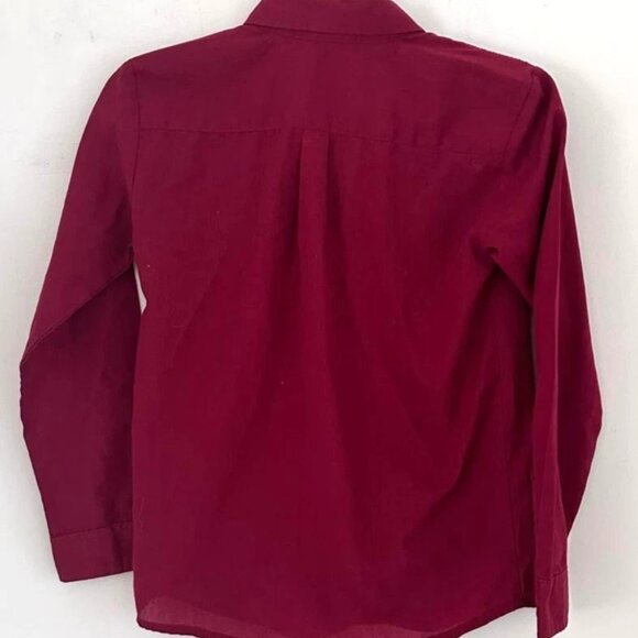 Women's Red Long Sleeve Button Up Blouse Size 12 Classic Dress Shirt Top - Picture 4 of 4